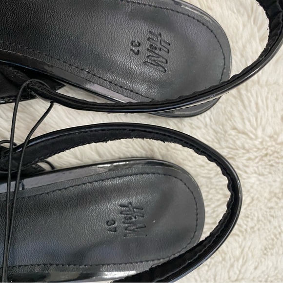 H&M Patent Faux Leather Black Pointed Toe Slingback Flats Sleek Design Size 6 - Picture 6 of 12